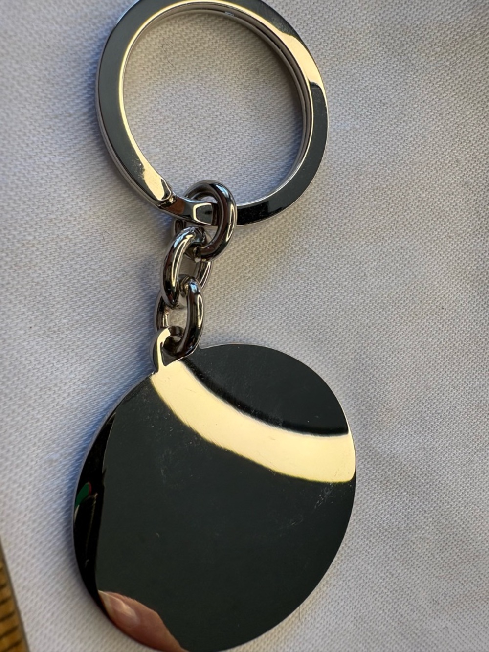 Coach Silver Keyring with Navy Center and Green Outer Ring - Picture 4 of 4